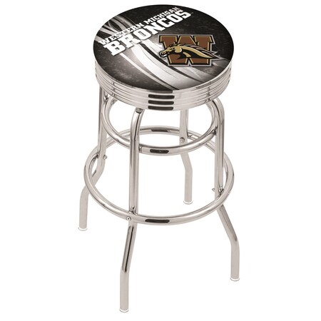 Holland Bar Stool Co 25" Chrome 2-Ring Western Michigan Swivel Bar Stool, Accent Ring L7C3C25WestMI-D2